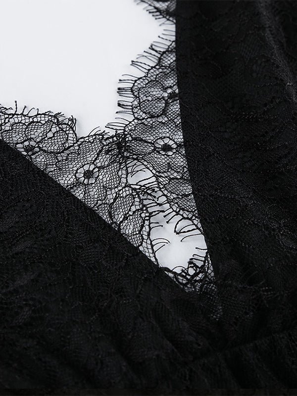 Eyelash Trim Lace Maxi Dress for Women - Sexy Deep V Neck Sleeveless Sheer Tiered Sundress - Summer Beach Party 2026