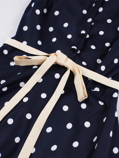 Polka Dot Midi Vintage Dress Belted Hepburn Style Summer Co-ord Set For Women 2026