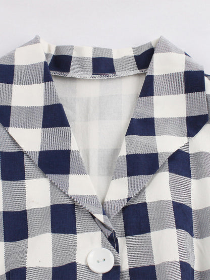 Gingham Vintage Dress Short Sleeve Hepburn Style A-line Midi Dress For Women 2026
