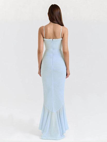 Ruffled Front Party Gown Long Slip Dress For Women 2026