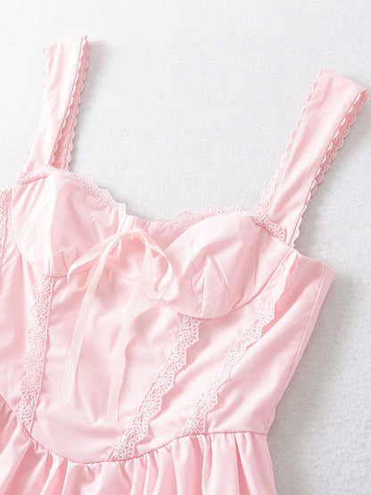 Soft Pink Lace-Trimmed Mini Dress For Summer 2026