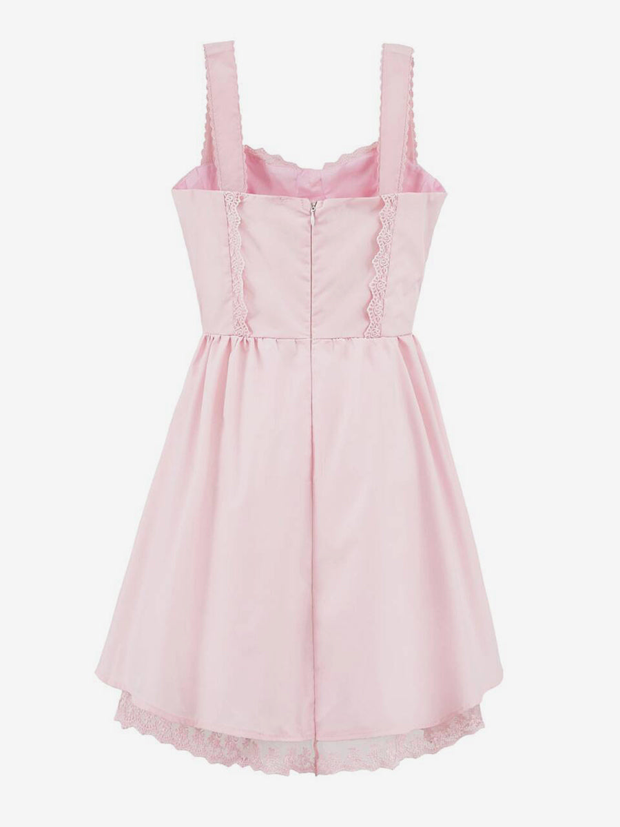 Soft Pink Lace-Trimmed Mini Dress For Summer 2026