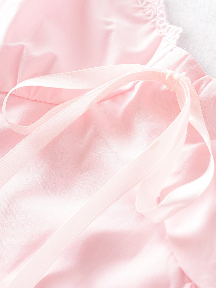 Soft Pink Lace-Trimmed Mini Dress For Summer 2026