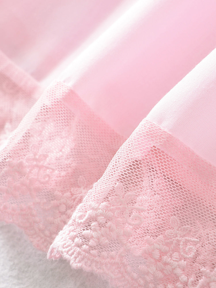 Soft Pink Lace-Trimmed Mini Dress For Summer 2026