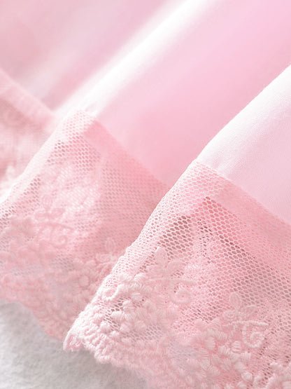 Soft Pink Lace-Trimmed Mini Dress For Summer 2026