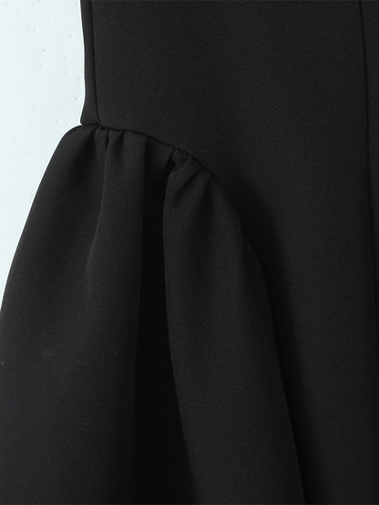Black Strap Flared Mini Dress With Lace-up Back 2026