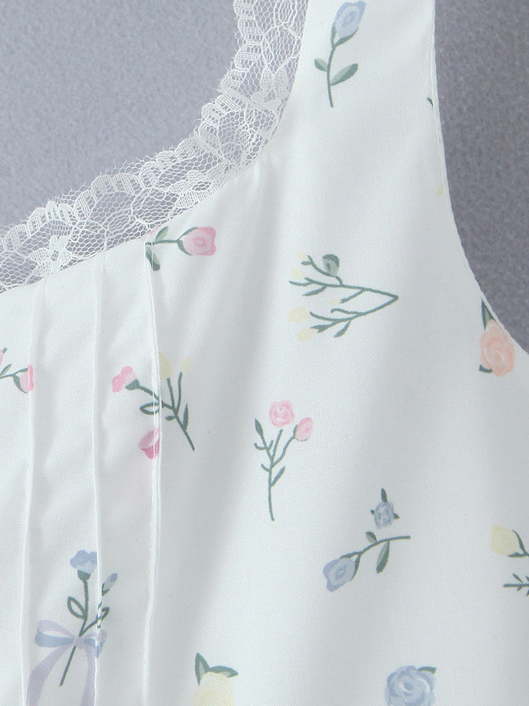 Floral Print Sweetheart Neckline A-line Midi Dress For Summer 2026