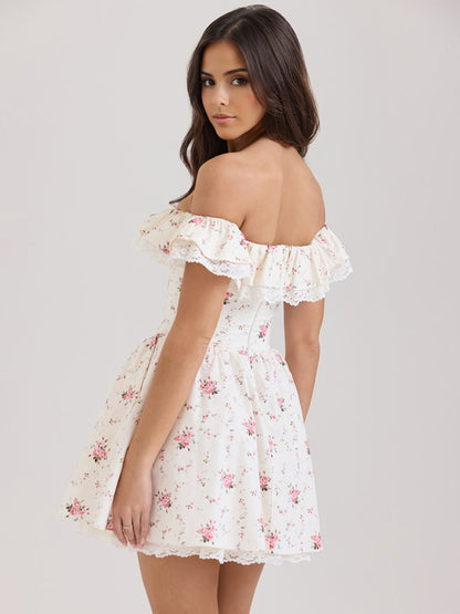 Off Shoulder Floral Mini Dress With Bow Detail For Summer 2026