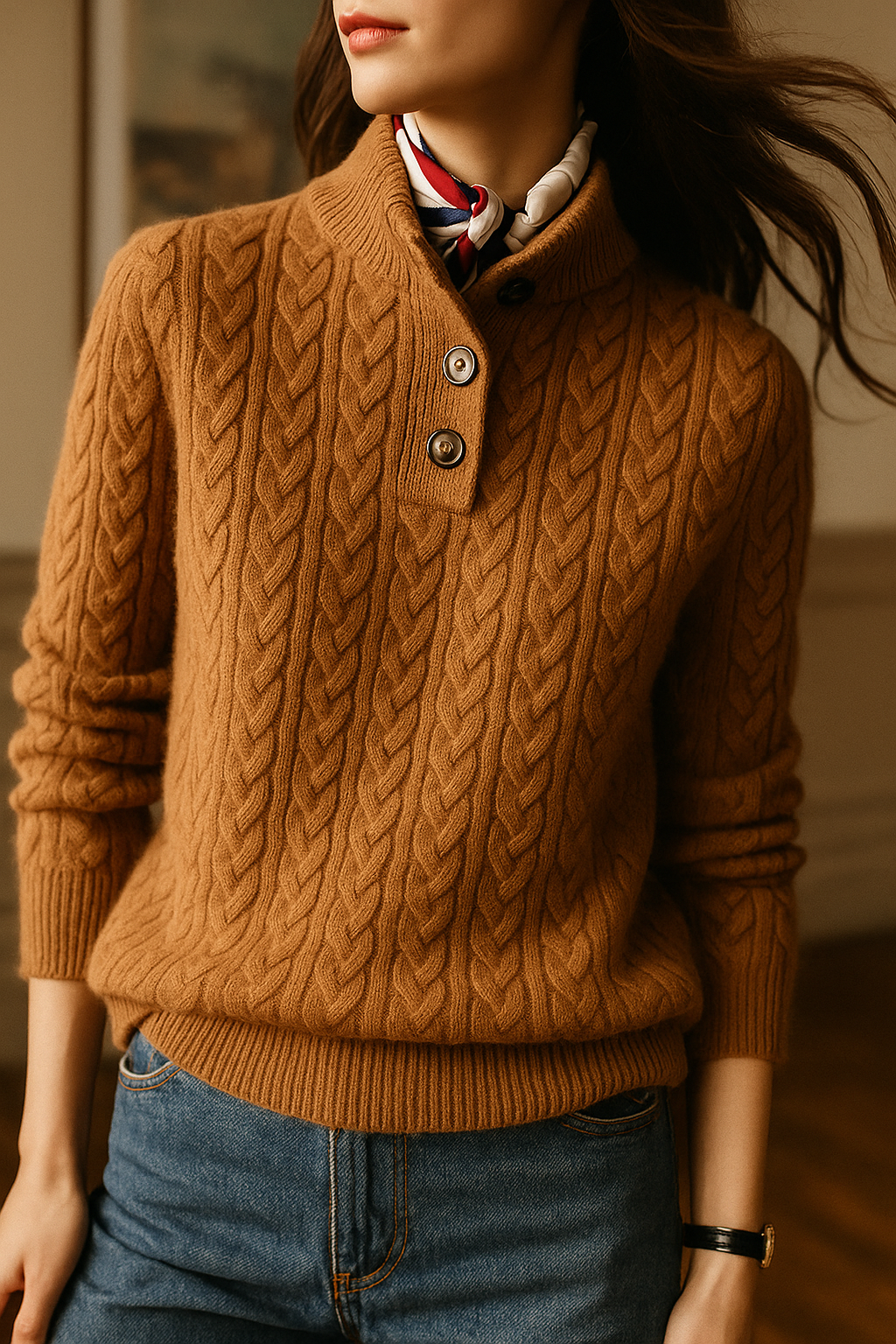 | Cashmere Button-Up Sweater