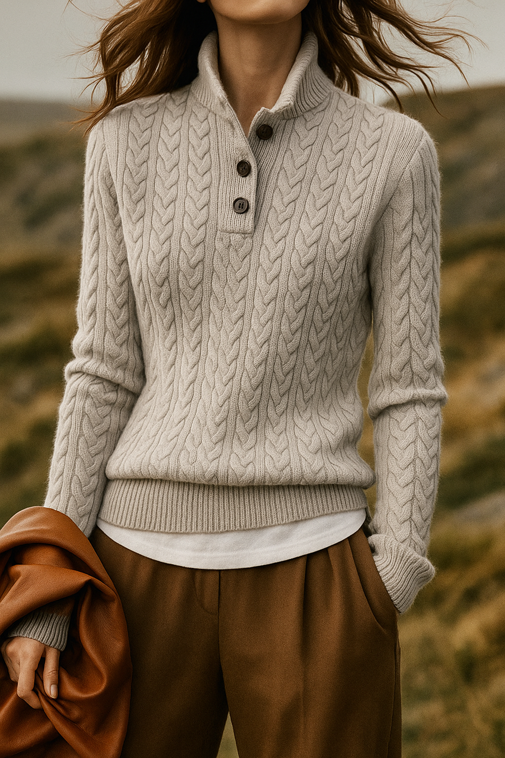 | Cashmere Button-Up Sweater