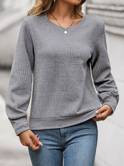 Geometric Textured Top With Puff Sleeves For Women 2026