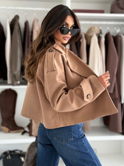 Oversized Dropped-Shoulder Crop Coat For Women 2026