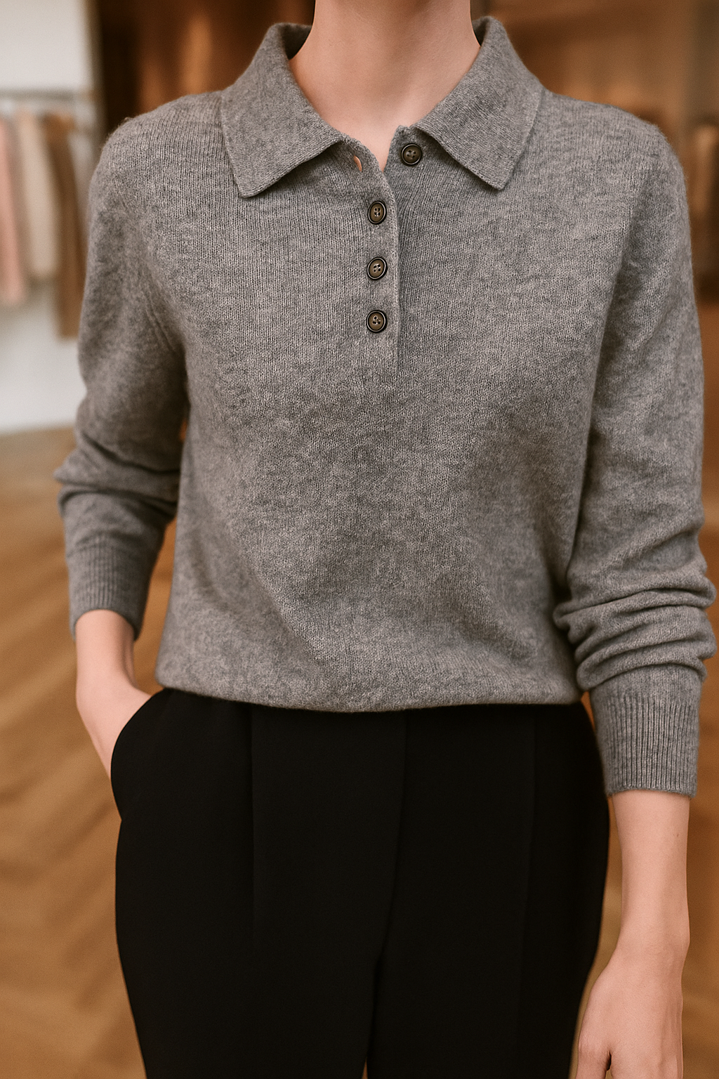| Wool Polo Sweater
