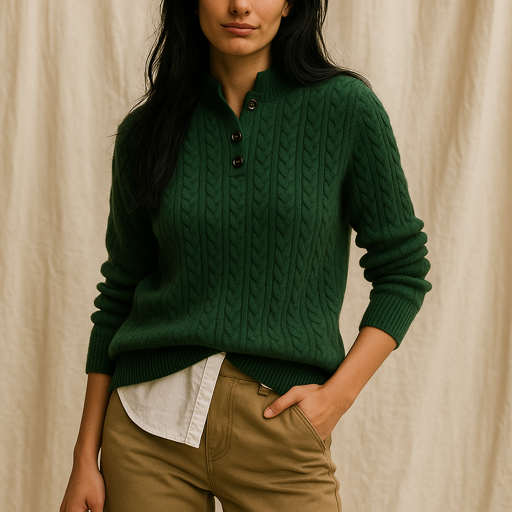 | Cashmere Button-Up Sweater