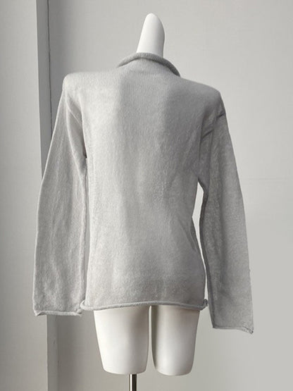 Long Sleeve See-through Knit Tops For Women 2026