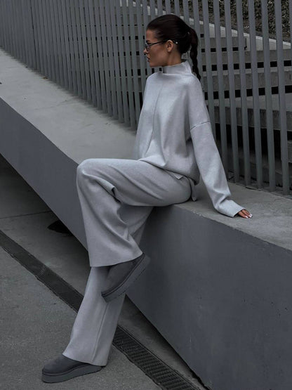 Solid Color Knit Loungewear Co-ord Set For Women 2026