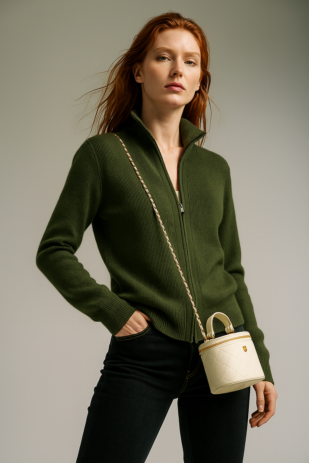 | Wool Zip Cardigan