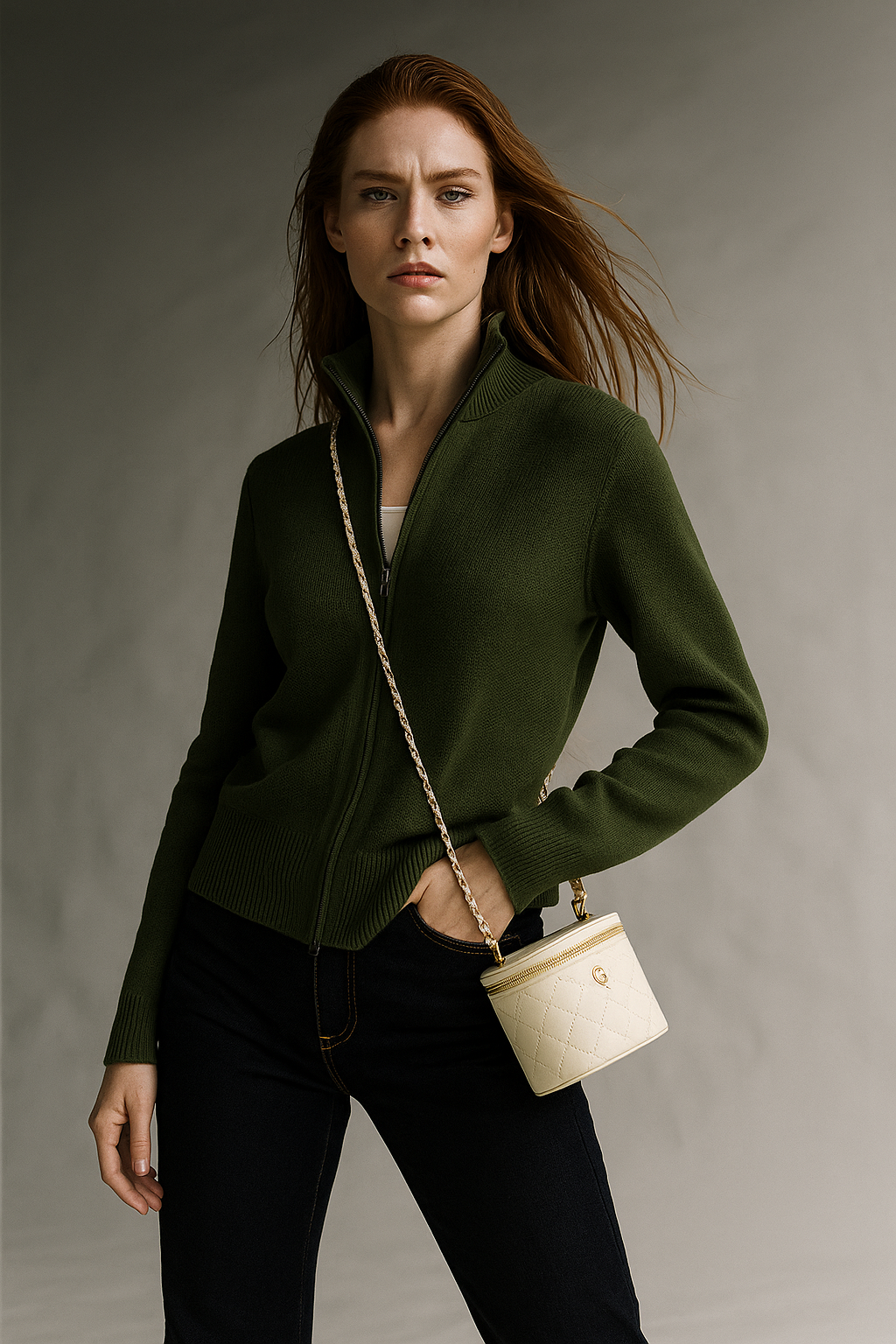 | Wool Zip Cardigan