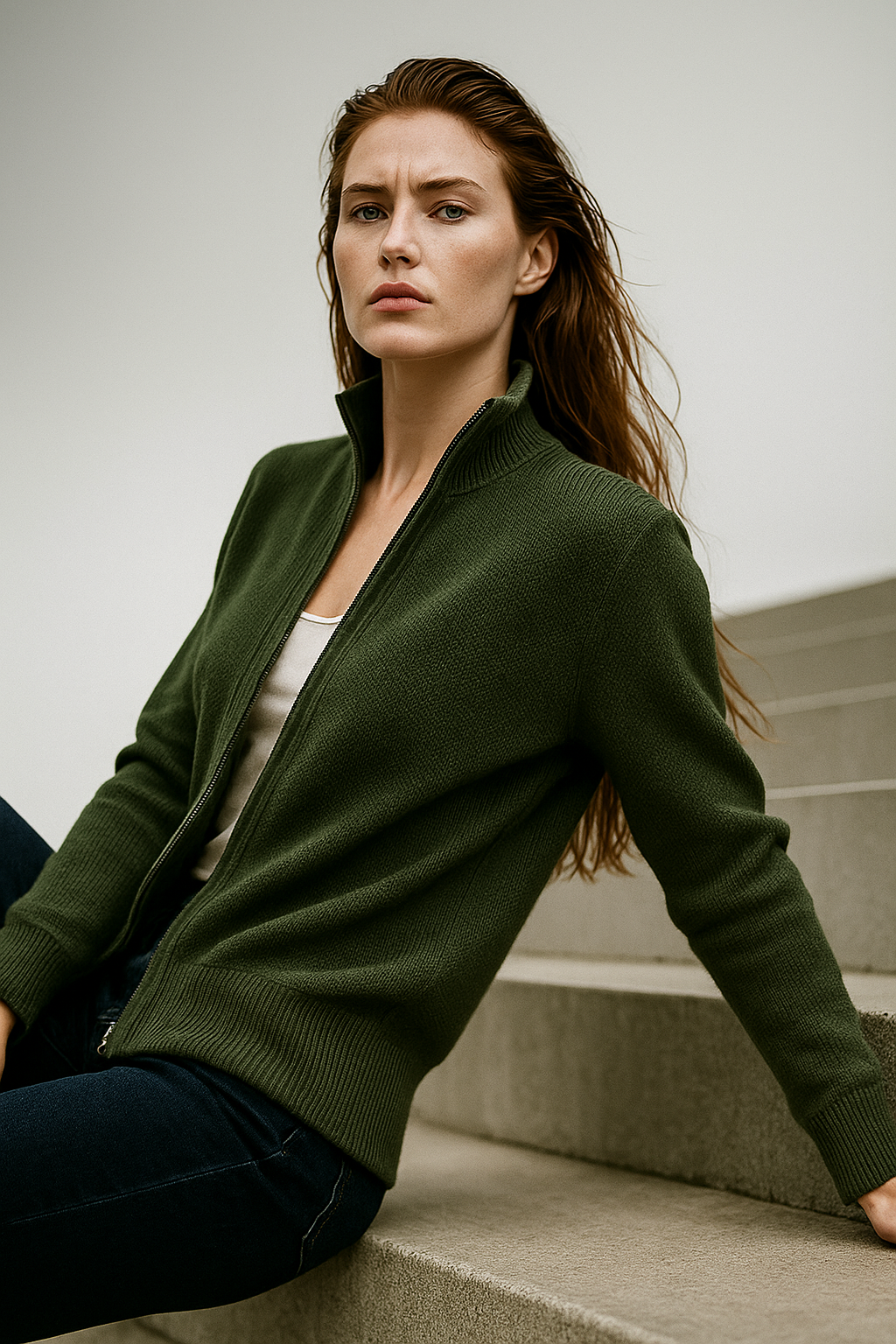 | Wool Zip Cardigan