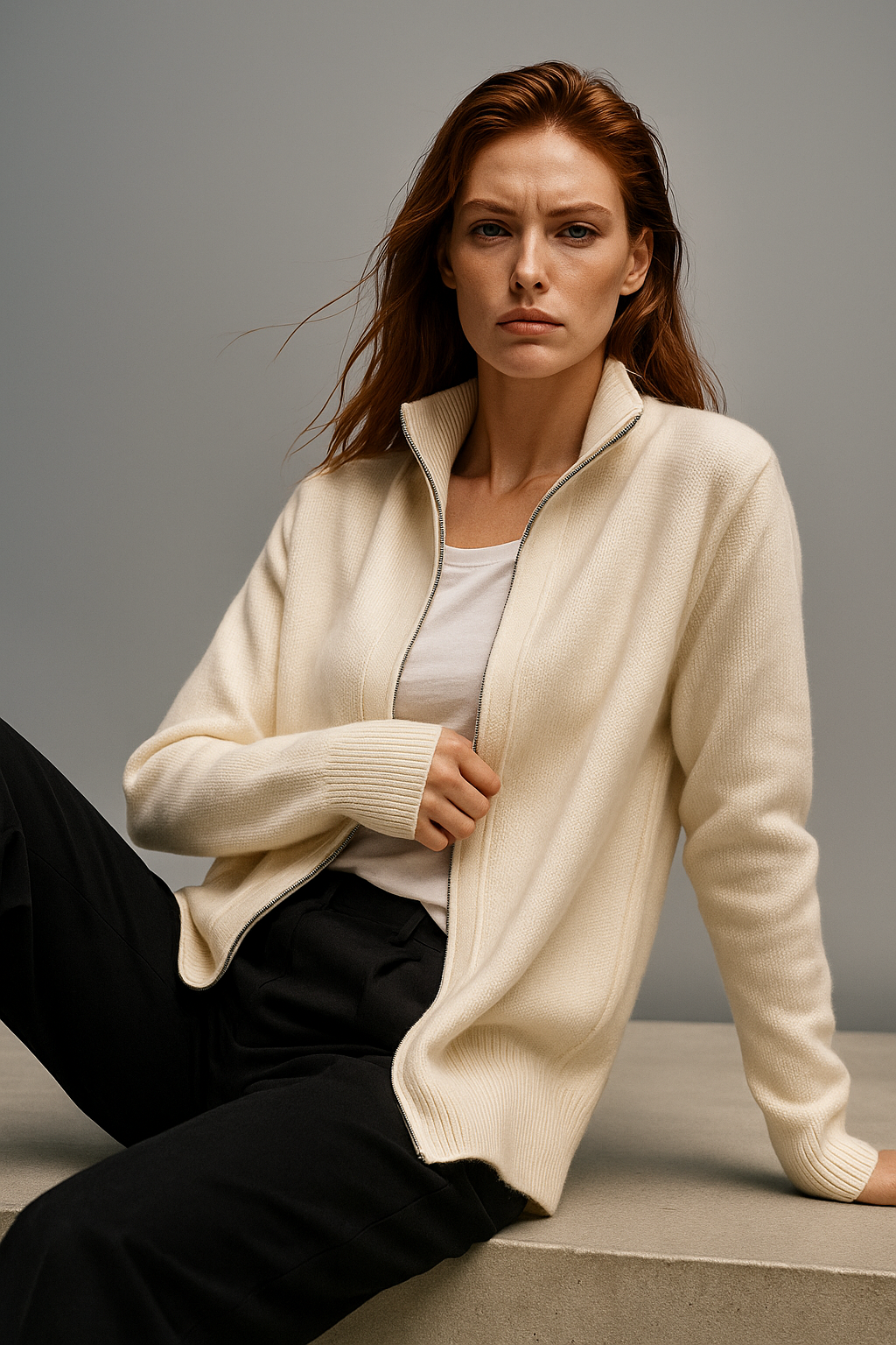 | Wool Zip Cardigan