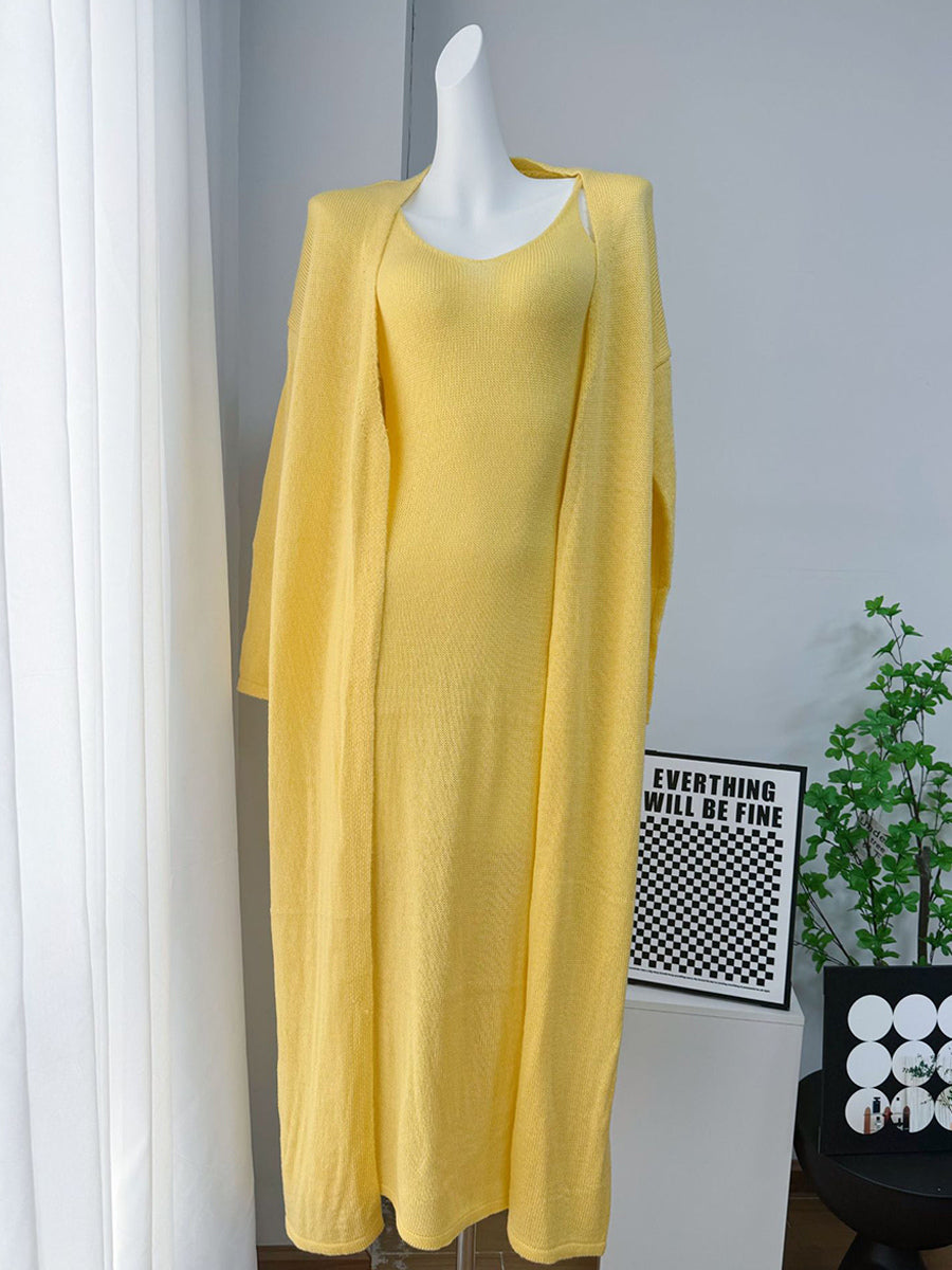 Knit 3-piece Co-ord Set Maxi Dress And Long Cardigan And Slip Dress For Women 2026