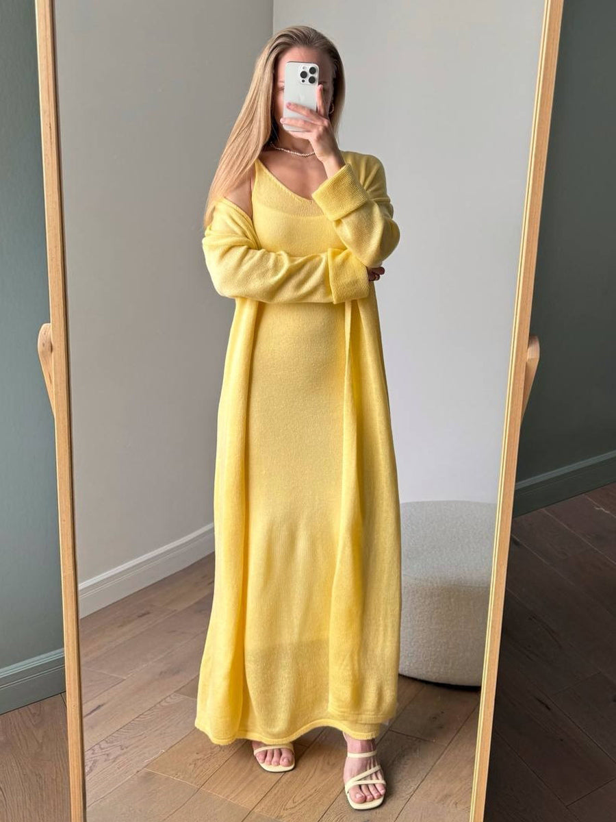 Knit 3-piece Co-ord Set Maxi Dress And Long Cardigan And Slip Dress For Women 2026