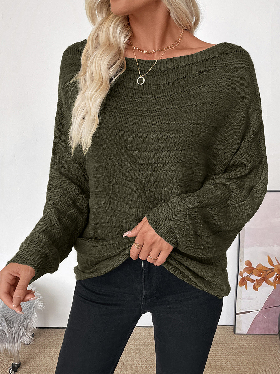 Off Shoulder Loose Fit Long Sleeve Knitted Sweater Top For Women 2026