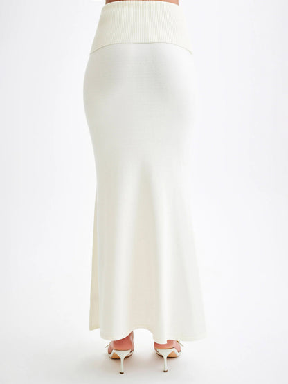 Ribbed Knit High Waist Bodycon Maxi Skirt For Women 2026