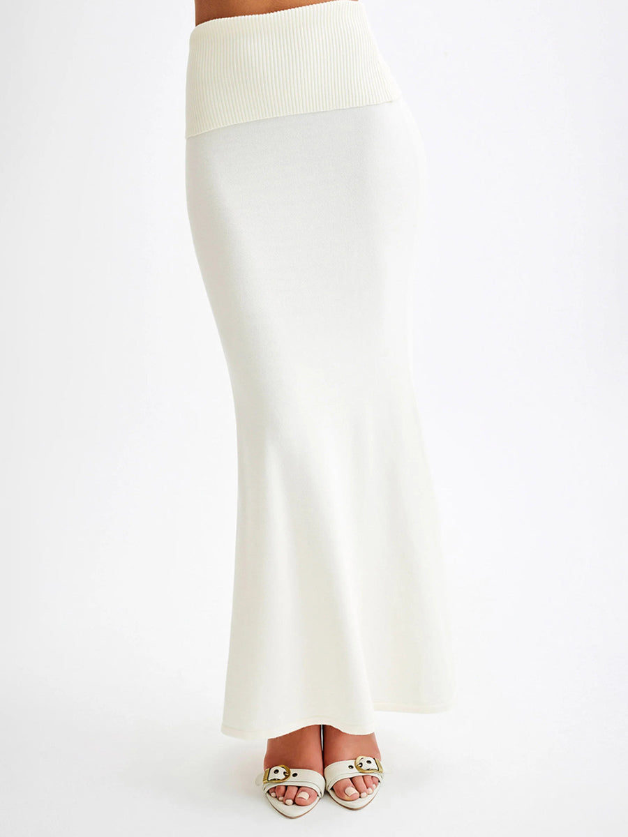 Ribbed Knit High Waist Bodycon Maxi Skirt For Women 2026
