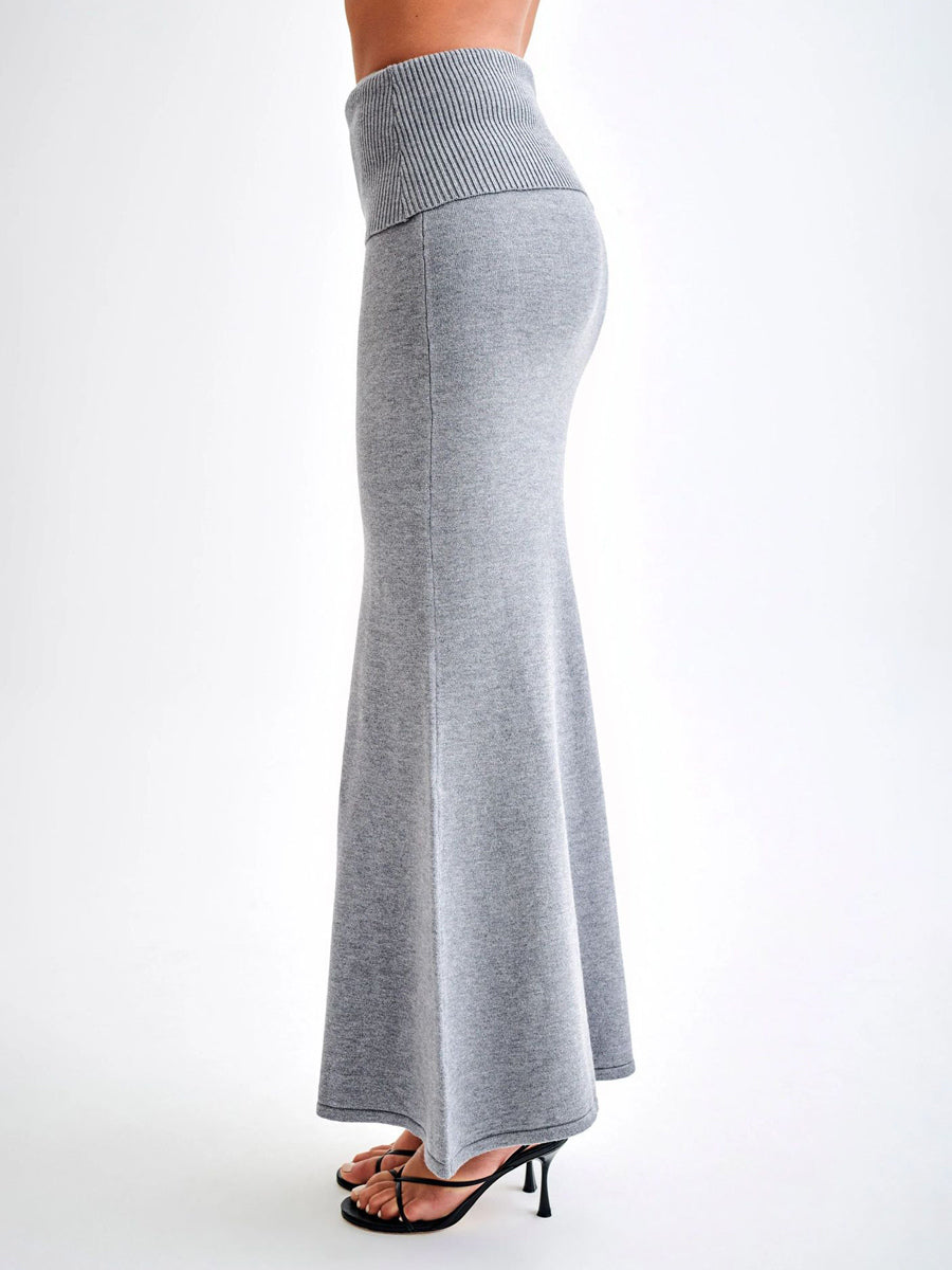 Ribbed Knit High Waist Bodycon Maxi Skirt For Women 2026