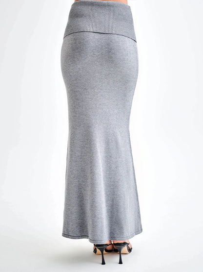 Ribbed Knit High Waist Bodycon Maxi Skirt For Women 2026
