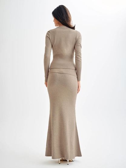 Ribbed Knit High Waist Bodycon Maxi Skirt For Women 2026