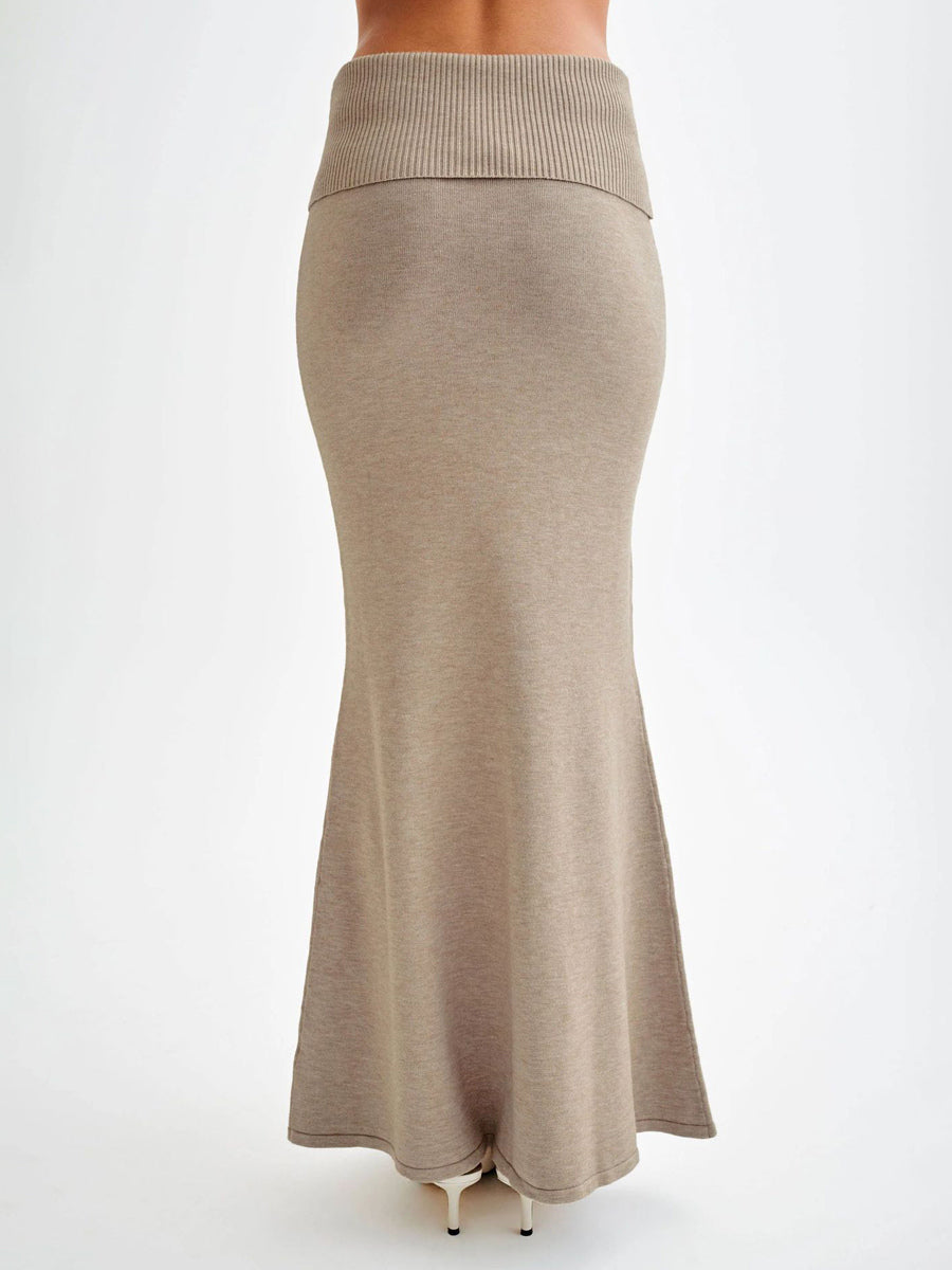 Ribbed Knit High Waist Bodycon Maxi Skirt For Women 2026