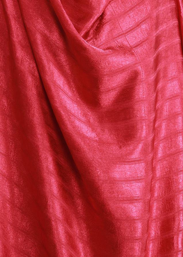 Unique Asymmetric Fabrics Red Striped Maxi Dresses