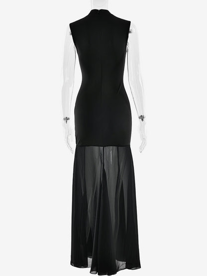 Elegant Keyhole Cutout High Neck Mermaid Maxi Dress For Women 2026