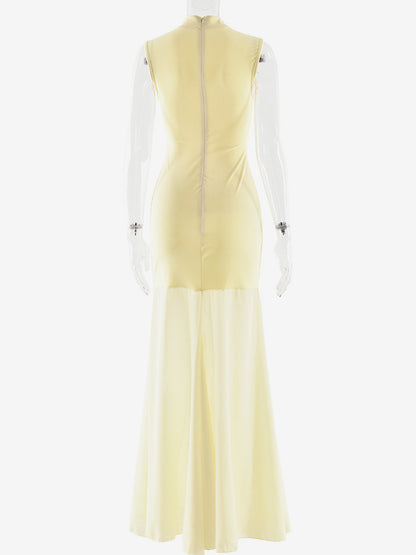 Elegant Keyhole Cutout High Neck Mermaid Maxi Dress For Women 2026