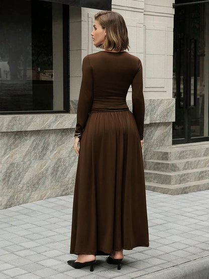 Asymmetric Neckline Long Sleeve Maxi Dress For Women 2026