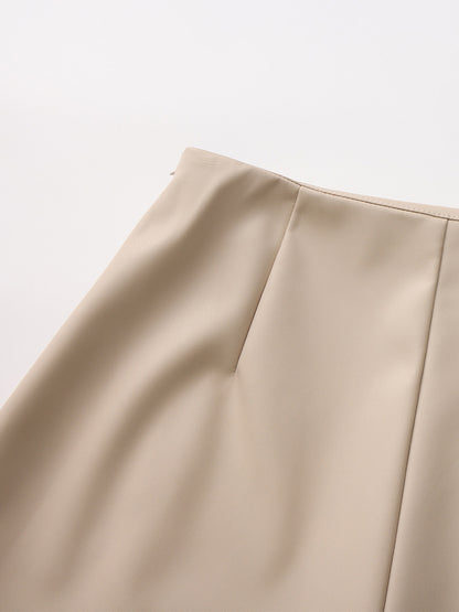 High Waist Faux Leather Side Slit Bodycon Mini Skirt For Women 2026