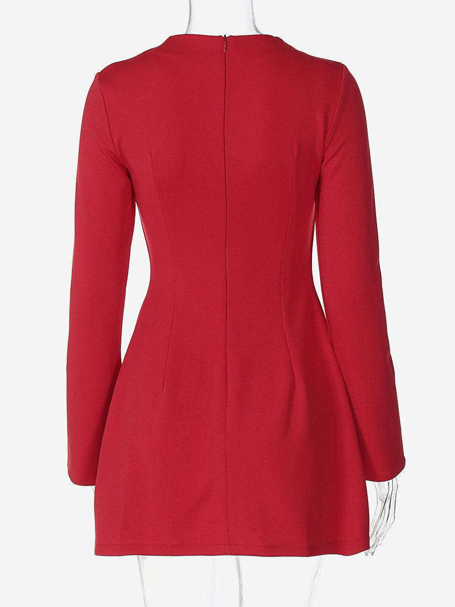 Minimalist Long Sleeve Mini Bodycon Dress For Women 2026