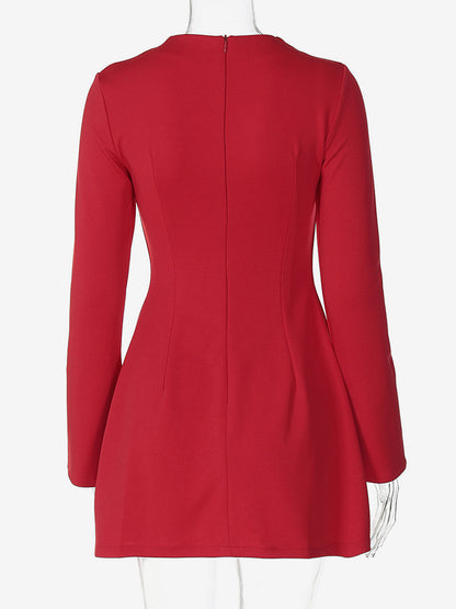Minimalist Long Sleeve Mini Bodycon Dress For Women 2026