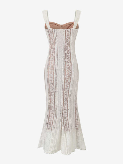 Sleeveless Lace Mermaid Maxi Dress With Bustier Detail For Women 2026