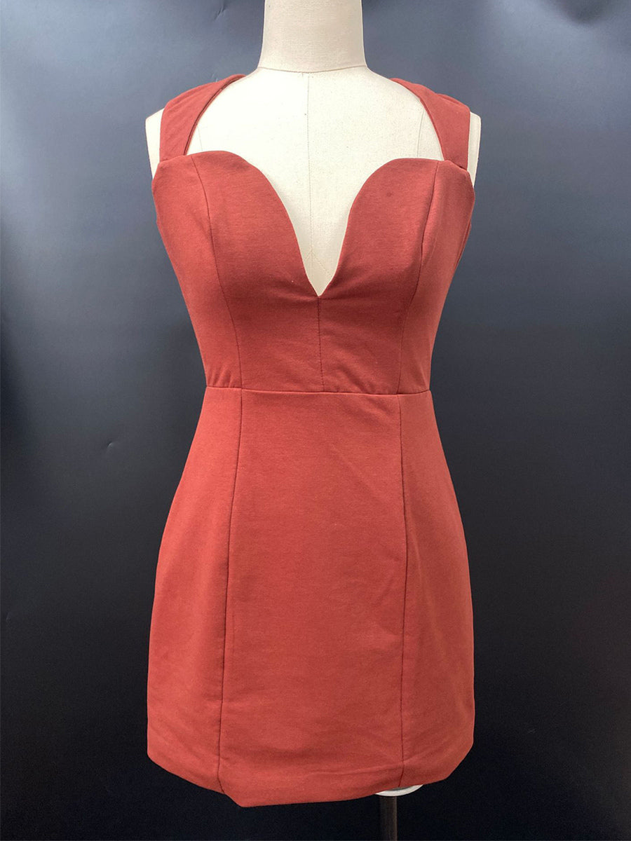 Deep V Neck Bodycon Mini Dress With Geometric Straps For Women 2026
