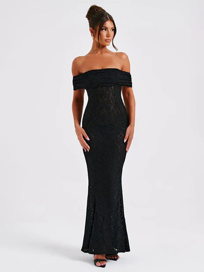 Off Shoulder Lace Backless Mermaid Maxi Party Dress For Women 2026