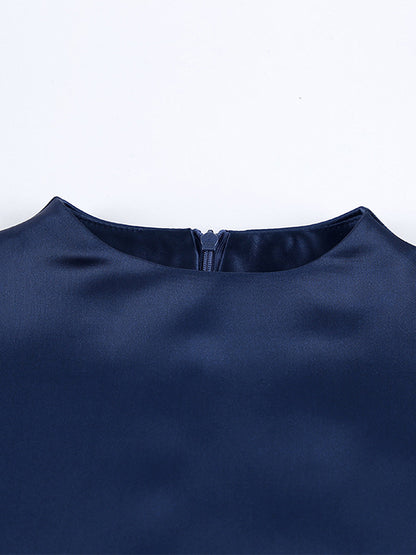 Satin Cape Sleeve High Neck Bodycon Mini Dress For Women 2026