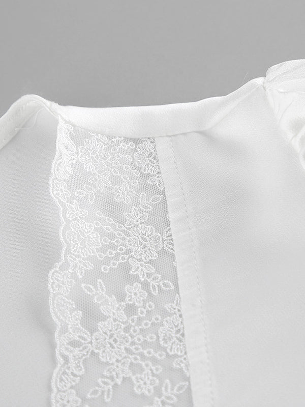 Satin Lace Trim V-Neck Tie Front Top And Mini Skirt 2-piece Set For Women 2026