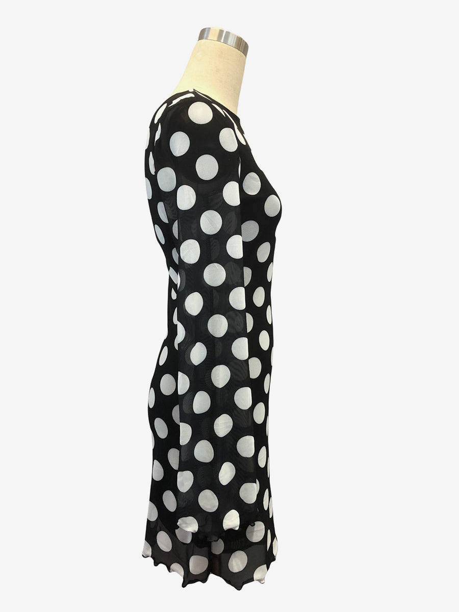 Polka Dot Long Sleeve Backless Slim Fit Mini Dress For Women 2026
