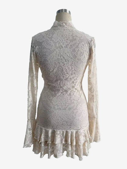 V Neck Lace Layered Ruffle Hem Long Sleeve Mini Dress For Women 2026
