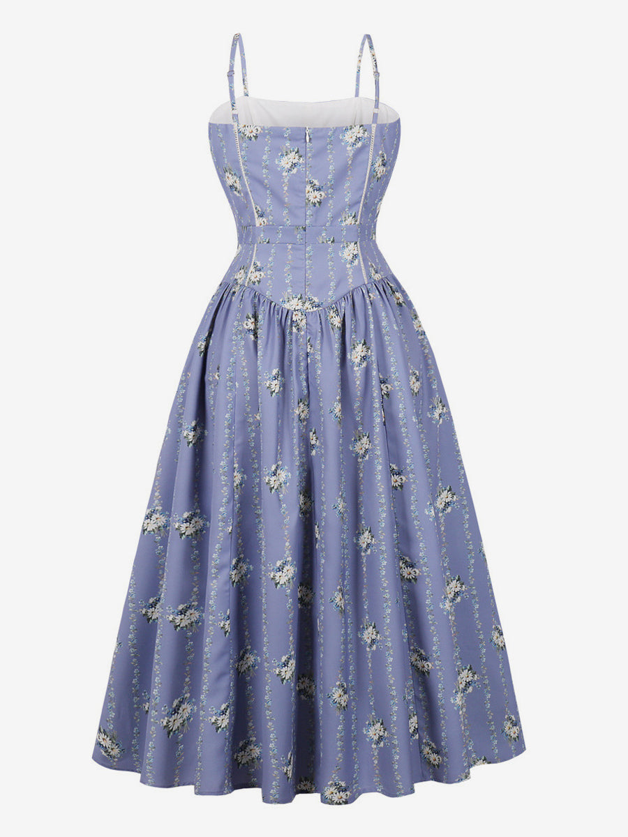 Floral Print Cami Strap Summer Swing Midi Dress For Women 2026