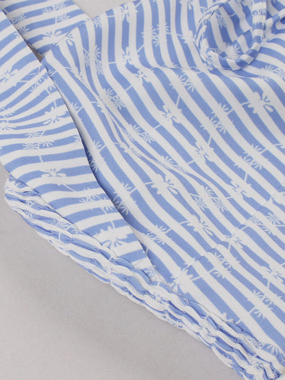 Striped Halter Neck Floral Print A Line Summer Sundress For Women 2026