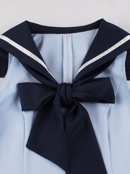 Sailor Collar Bow Knot Sleeveless Retro Swing A-Line Dress For Women 2026